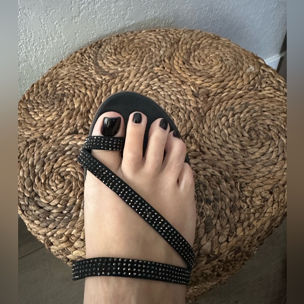 Vince Camuto Crystal Strap Sandal Slide 9 1/2 black